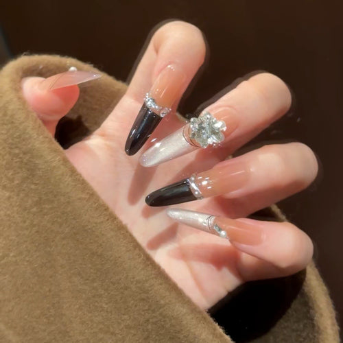 Premium Rhinestone-Embellished Press-On Nail Extensions Bowlift