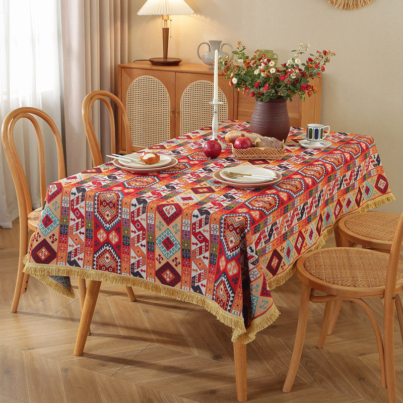 Bohemian Fringed Tablecloth
