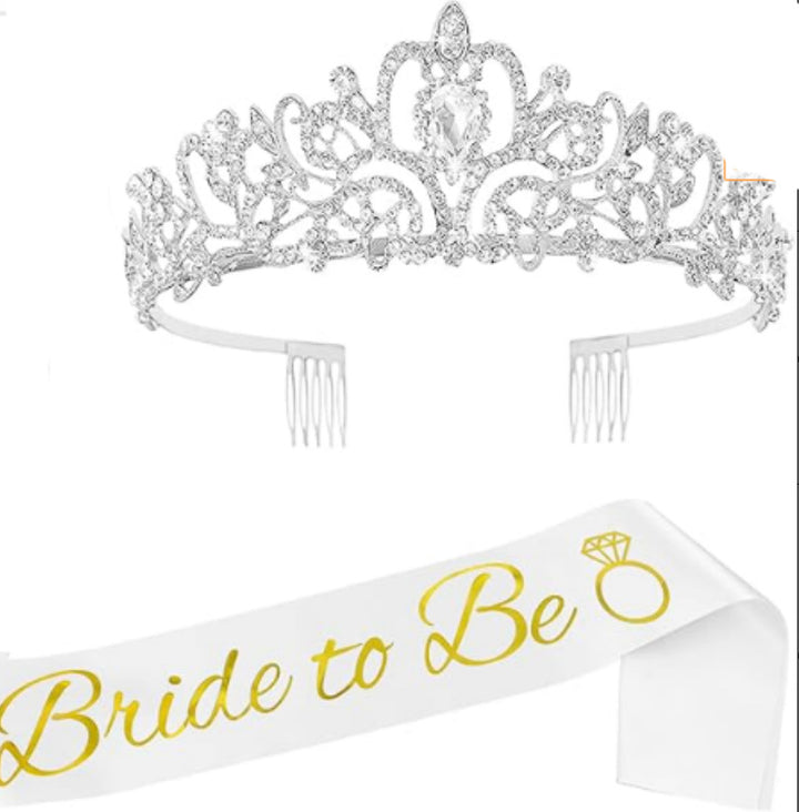 Women Elegant Tiara with Personalized Sash Bowlift