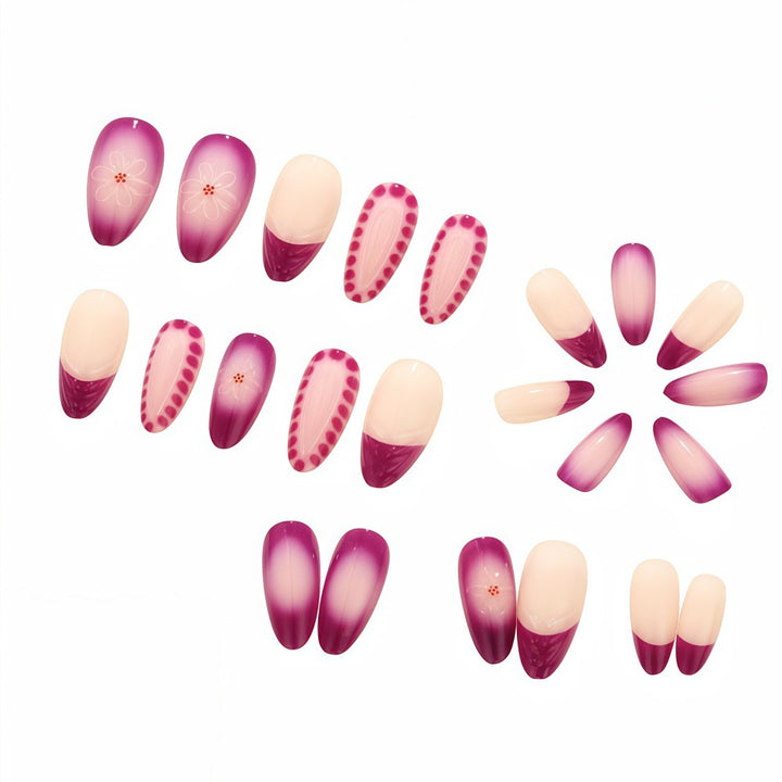 Elegant Artificial Nails with Floral Patterns Bowlift