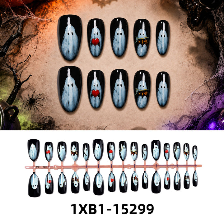 Acrylic nail set with creative Halloween motifs Bowlift