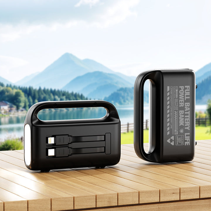 Portable power bank with ergonomic grip and integrated charging ports Bowlift