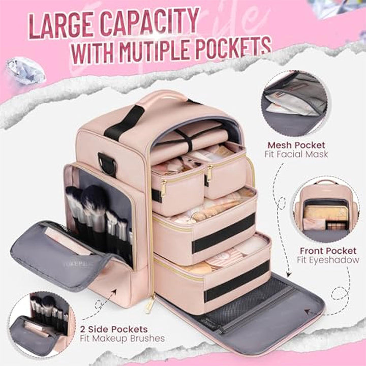 Cosmetic Organizer Backpack with Practical Compartment Design Bowlift