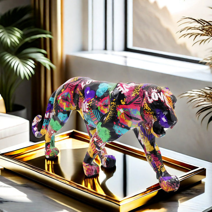Decorative leopard figure made of resin Bowlift