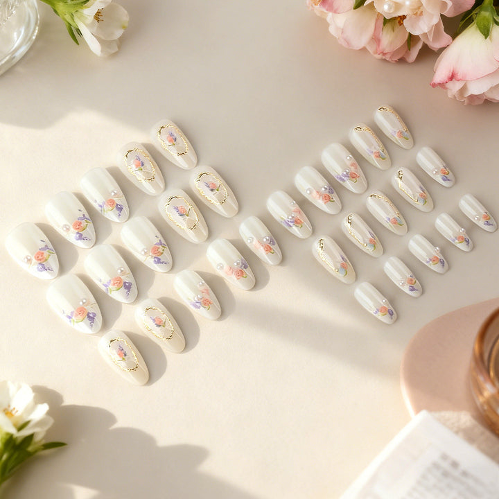 Floral Art Press-On Nail Set Bowlift