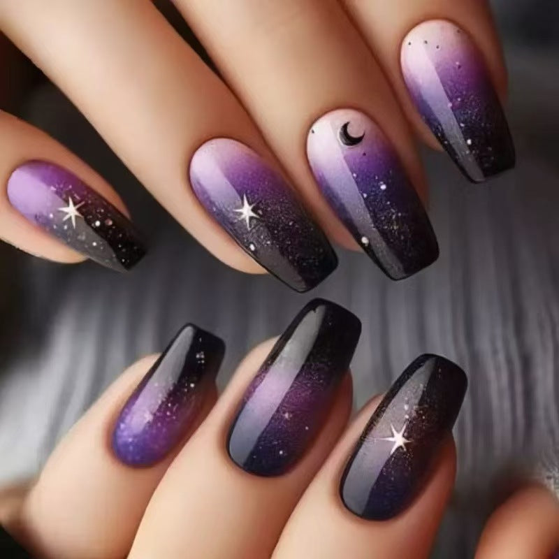 Glamorous artificial nails with starry sky design Bowlift