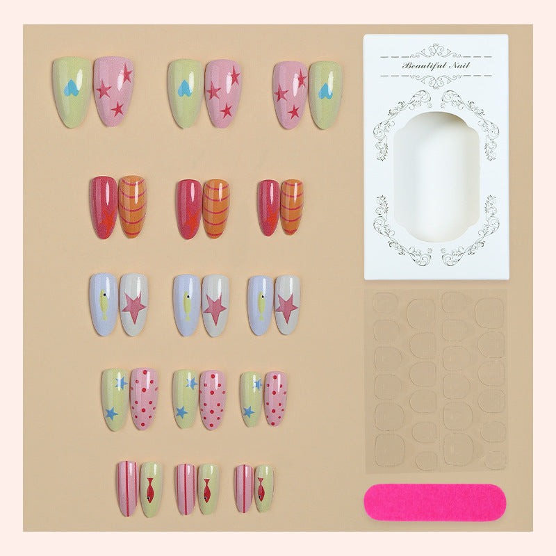 Creative Cartoon-Themed Press-On Nail Collection Bowlift