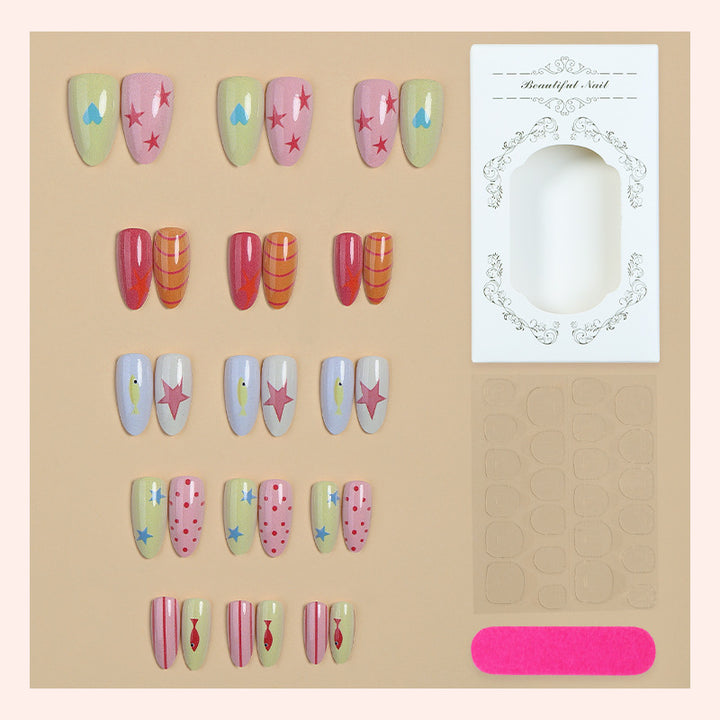 Creative Cartoon-Themed Press-On Nail Collection Bowlift