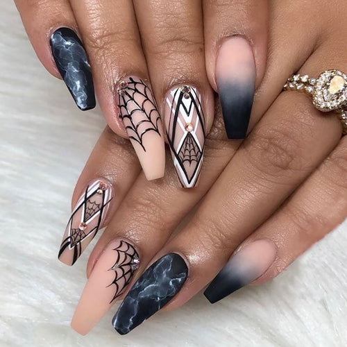Artistic Halloween-Inspired Stiletto Nail Art Set Bowlift
