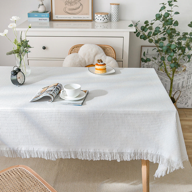 BowLift | Waffle Modern Tablecloth, Knitted Fabric Lace Coffee Cloth, Round Tablecloth, Rectangular Tablecloth