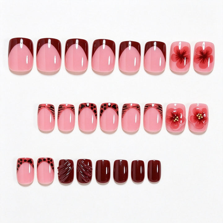 Decorative Floral Press-On Nail Art Set Bowlift