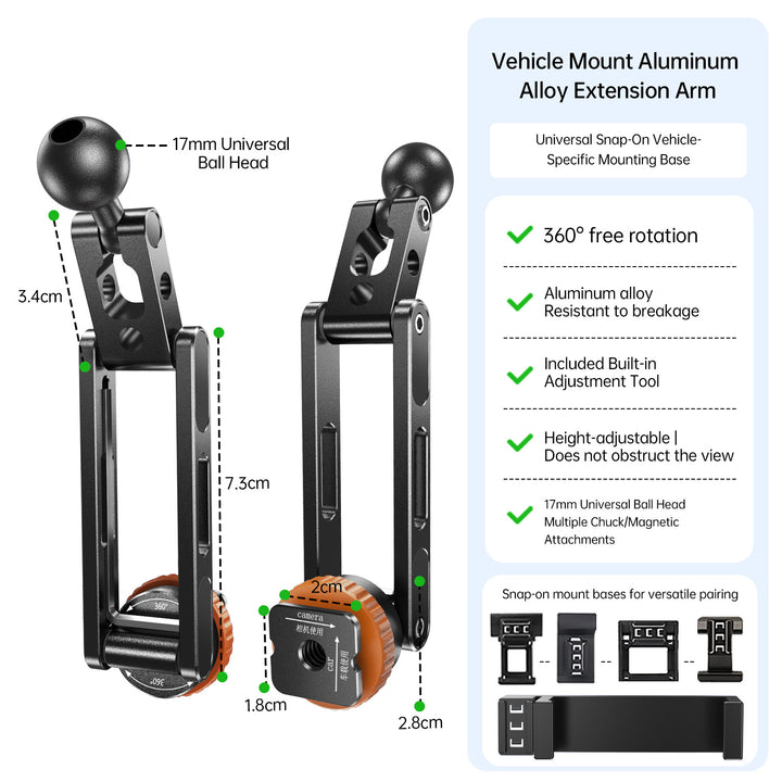 Unisex Aluminium Universal Extension Arms for Vehicle Mounts Bowlift