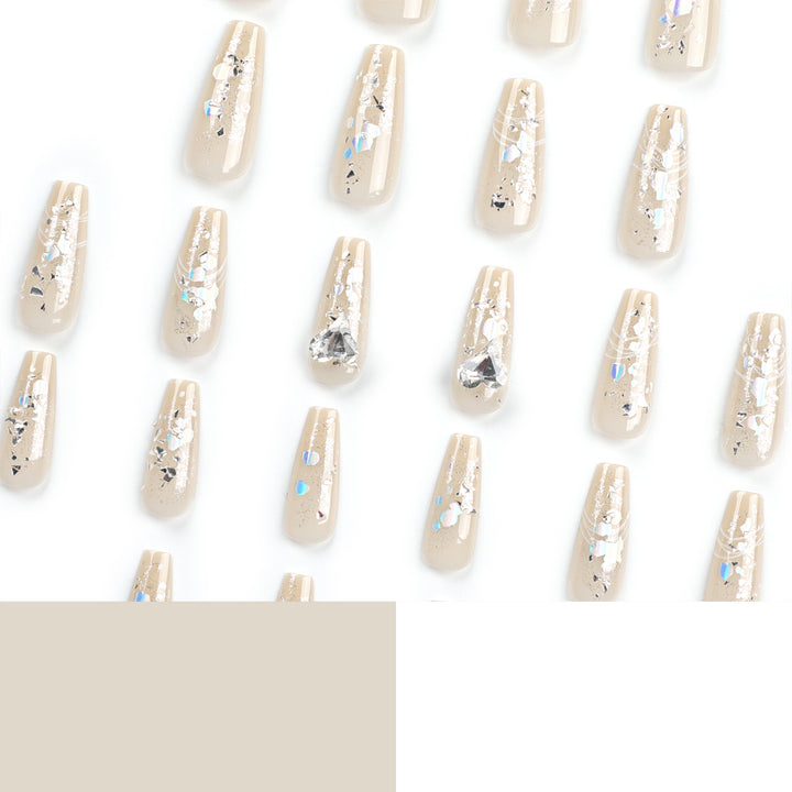 Elegant nail extensions with glitter and flower design Bowlift
