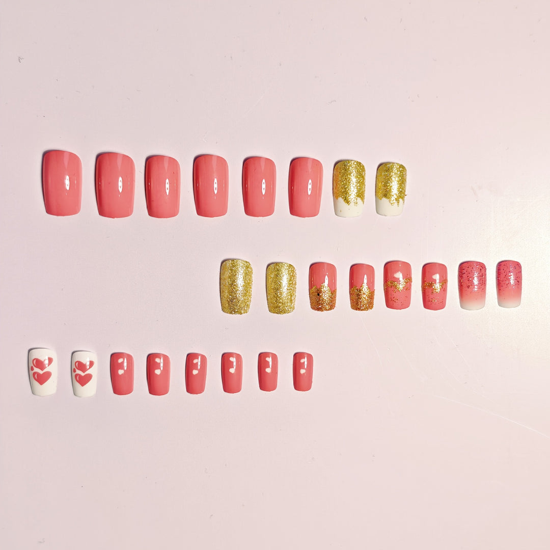 Glamorous Glitter and Heart Nail Art Bowlift