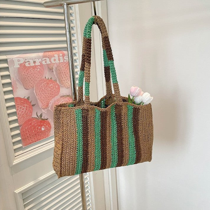 Handwoven shopping bag with modern stripes Bowlift