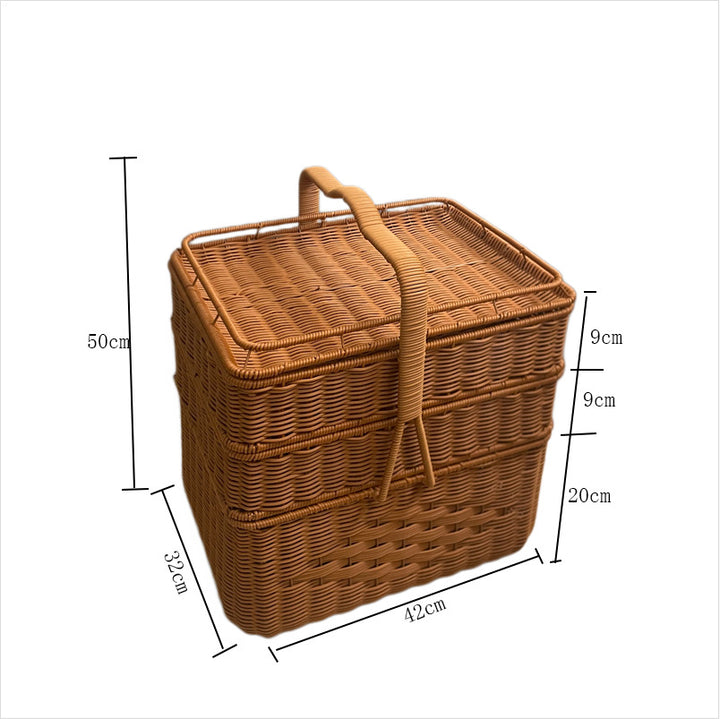 Elegant Woven Picnic Basket Bowlift