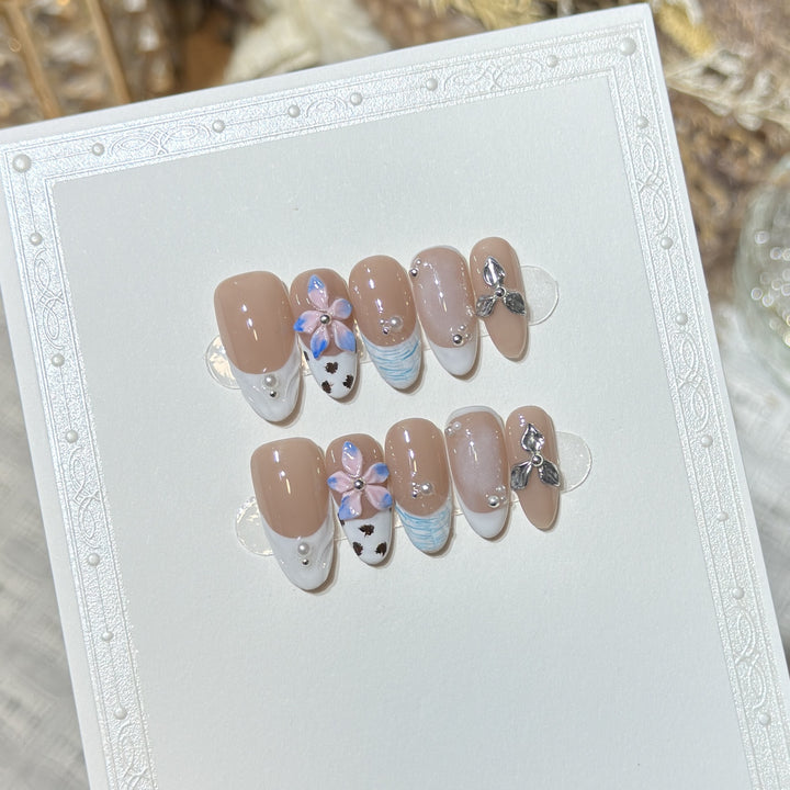 Floral Embellished Press-On Nail Art Set Bowlift 1788224030