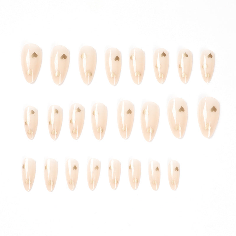 Artful Nail Art with Golden Heart Accents Bowlift