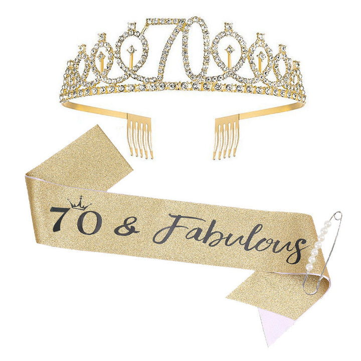 Women Crystal-Embellished Birthday Crown with Personalized Sash Bowlift