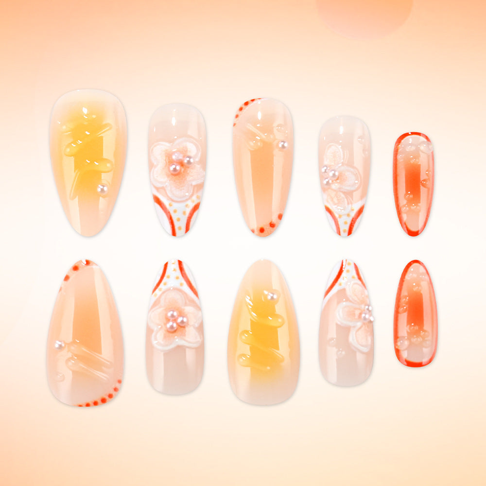 Floral Gel Press-On Nail Set Bowlift