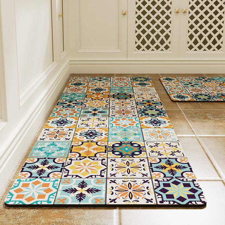 Vintage Tile Design Kitchen Runner Mat Bowlift