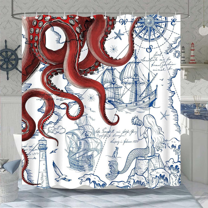 Ocean-Theme Shower Curtain Bowlift