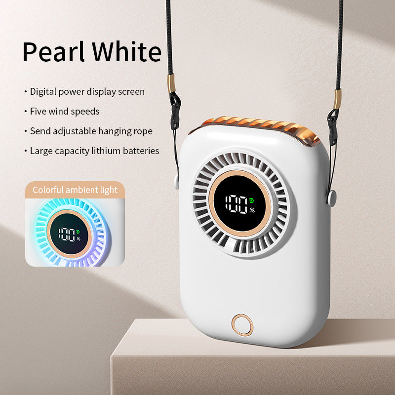 Unisex Portable Digital Rechargeable Hanging Fan Bowlift