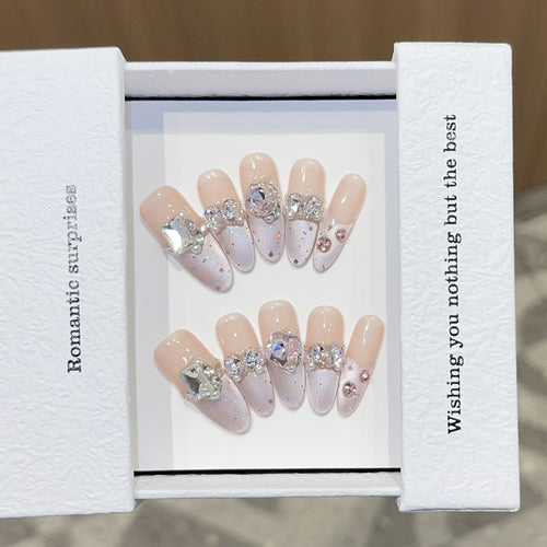 Romantic artificial nails with glitter decoration Bowlift
