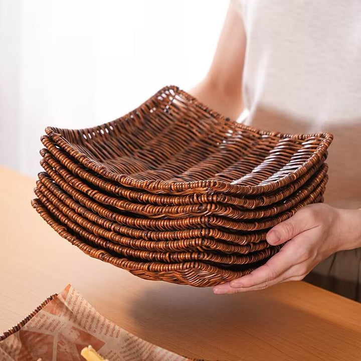 Unisex Elegant Rattan Serving Plate Bowlift
