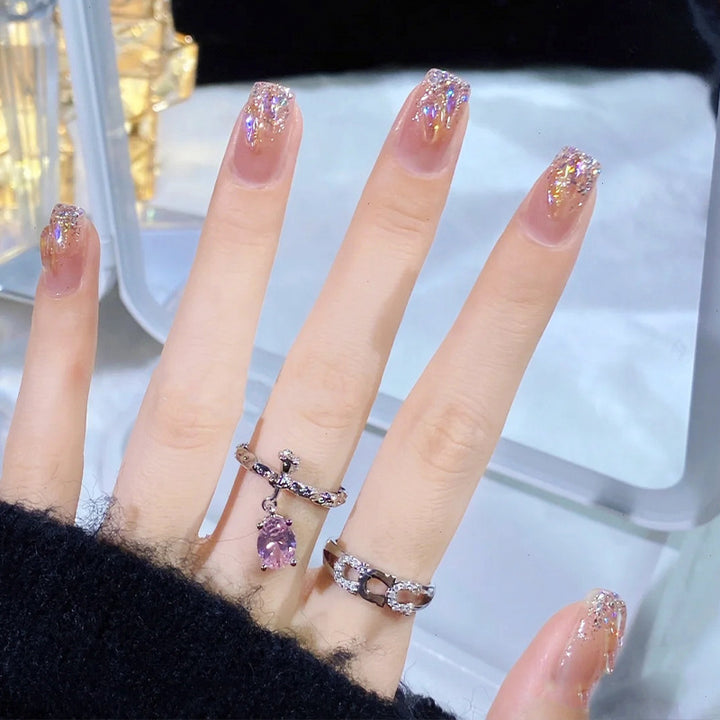 Acrylic nail set with sparkling holographic accents Bowlift