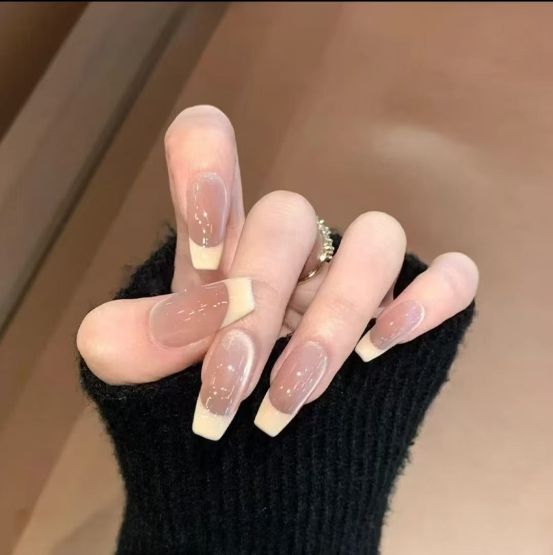 Glossy French Tip Press-On Nails Bowlift 1787395121