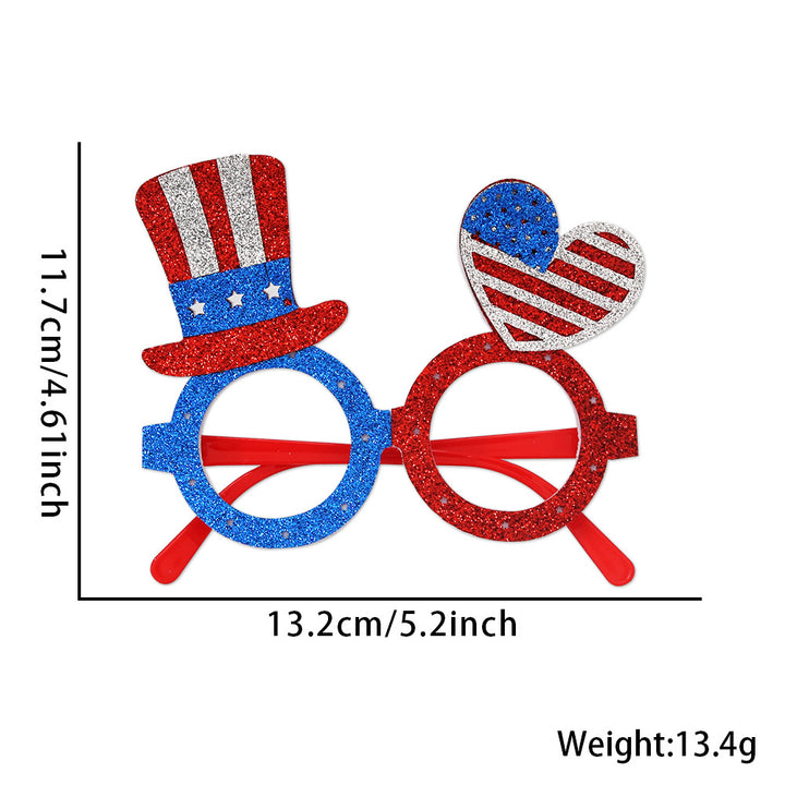 Unisex nan patriotic glitter novelty party glasses with USA letter topper Bowlift