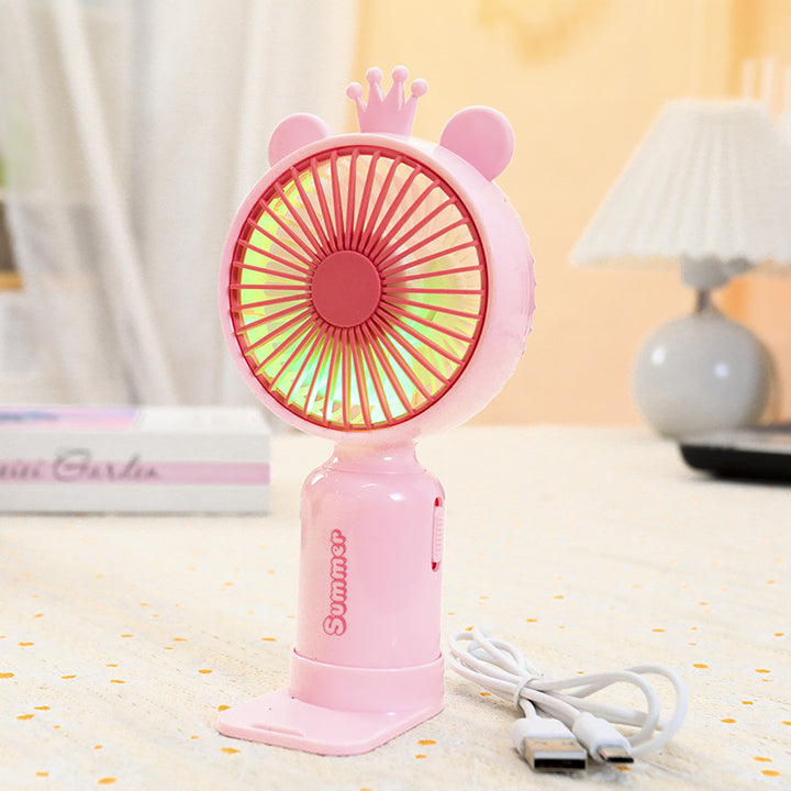 Women's Portable Hand Fan with Cute Ears Bowlift