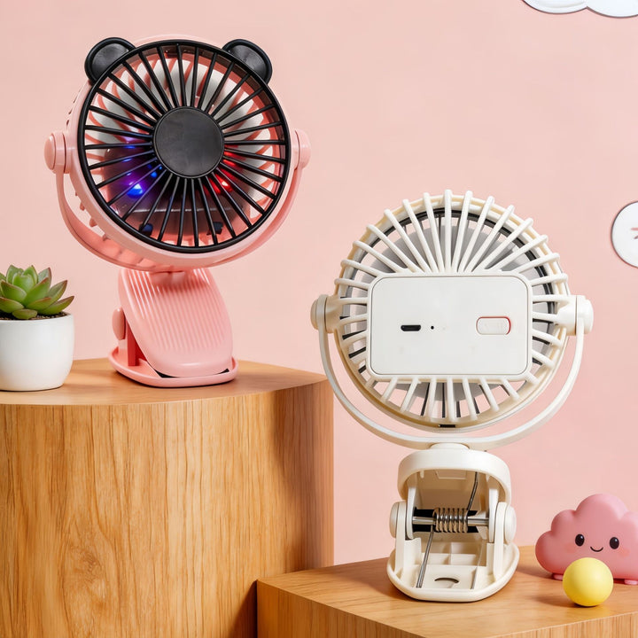 Women Portable Hand Fan with Creative Animal Ears Bowlift