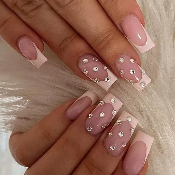 Artful Nail Extensions with Glamorous Rhinestone Decorations Bowlift