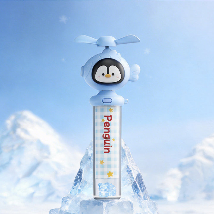 Unisex portable rechargeable handheld fan with cute animal head, soft propeller blades and transparent bead container Bowlift