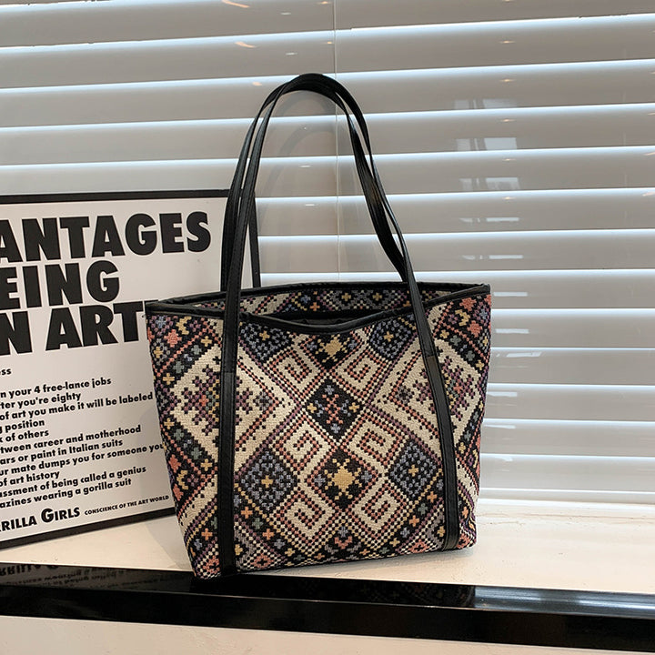 Artistic Woven Tote Handbag