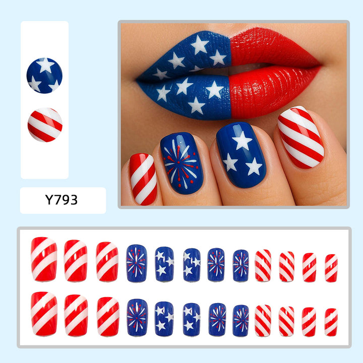 Artificial Nails in the Patriotic Design Bowlift