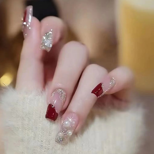 Premium Glittery Stiletto Press-On Nails Bowlift