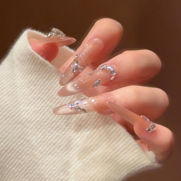 Crystal-Embellished Press-On Nail Extensions Bowlift