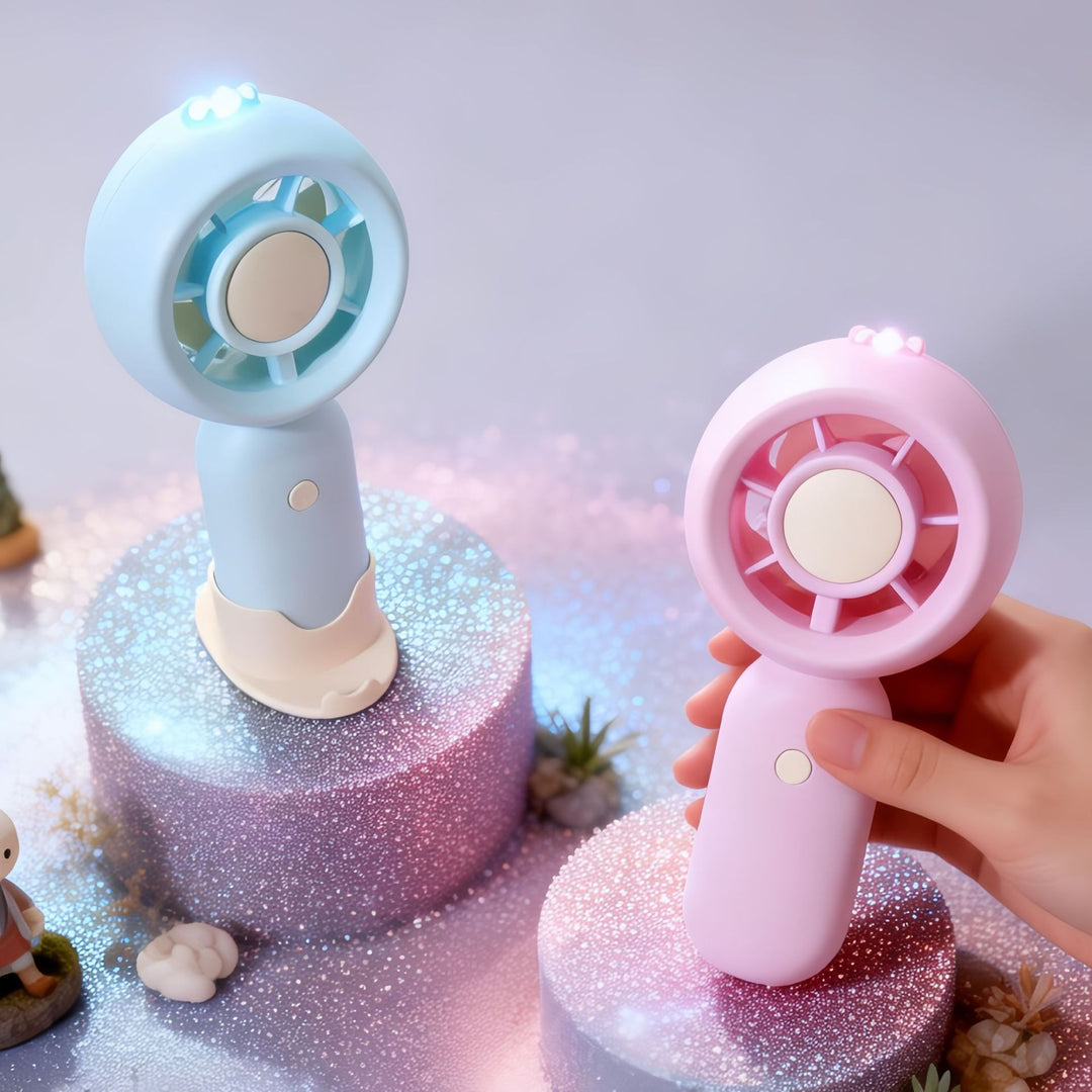 Portable Mini Fan with LED Lighting and USB Charging Function Bowlift