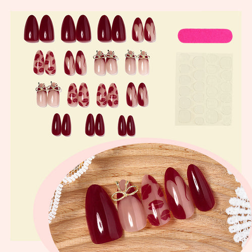 Detailed Decorative Press-On Nail Set Bowlift