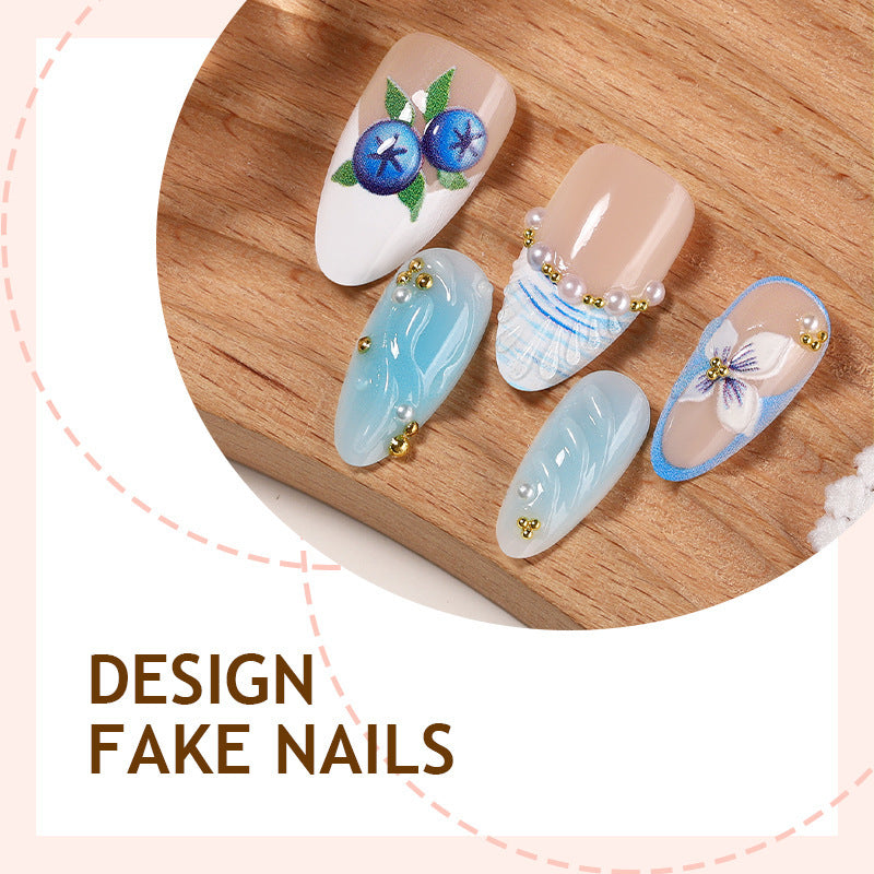 Artificial nail set with floral accents and sparkling details Bowlift