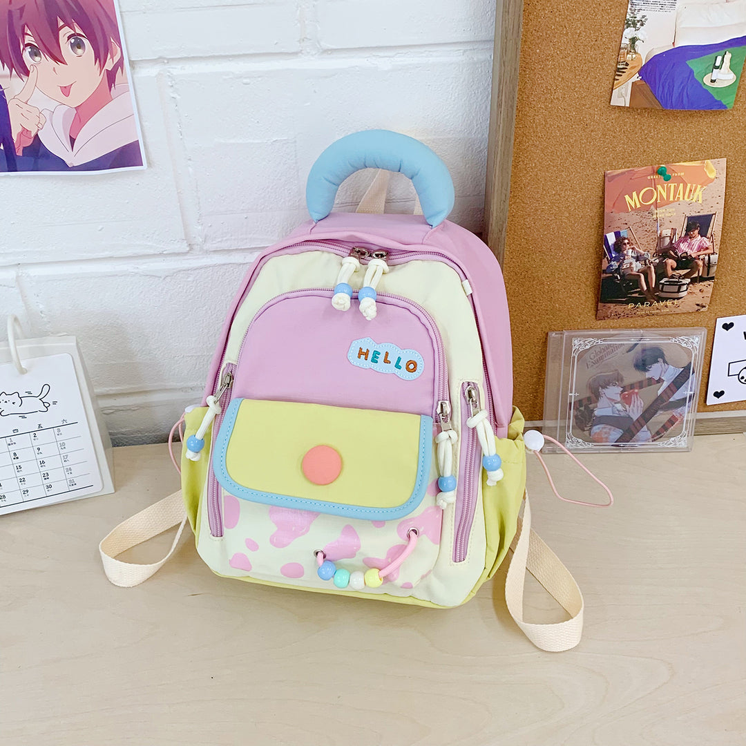 Leisure Backpack with Colorful Applications and Creative Design Bowlift