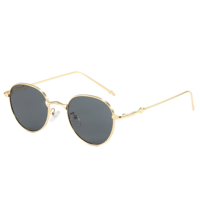 Ladies elegant round sunglasses with stylish metal frame Bowlift