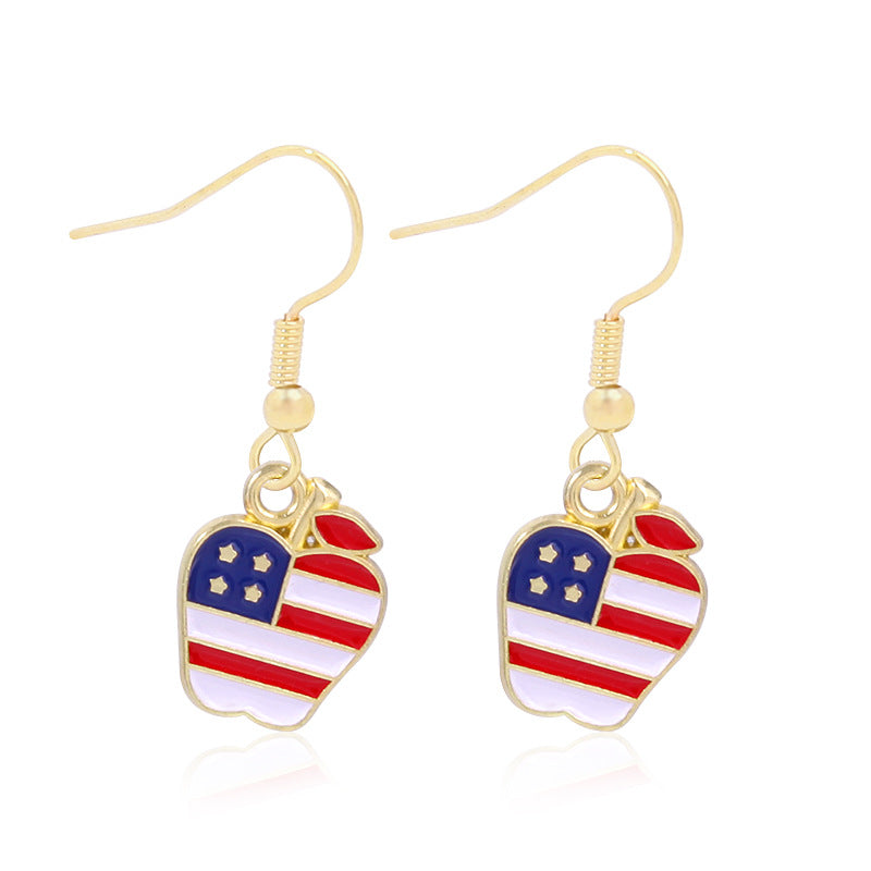 Women's star-shaped enamel earrings with USA flag motif and gold-plated fish Bowlift