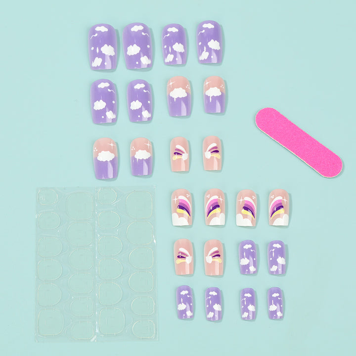 Creative Nail Art Set with colorful rainbow and cloud designs Bowlift