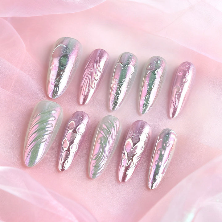 Artistic Metallic Gel Nail Art Design Bowlift