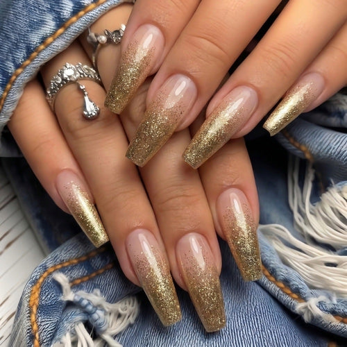 Artificial nails with elegant glitter gradient Bowlift