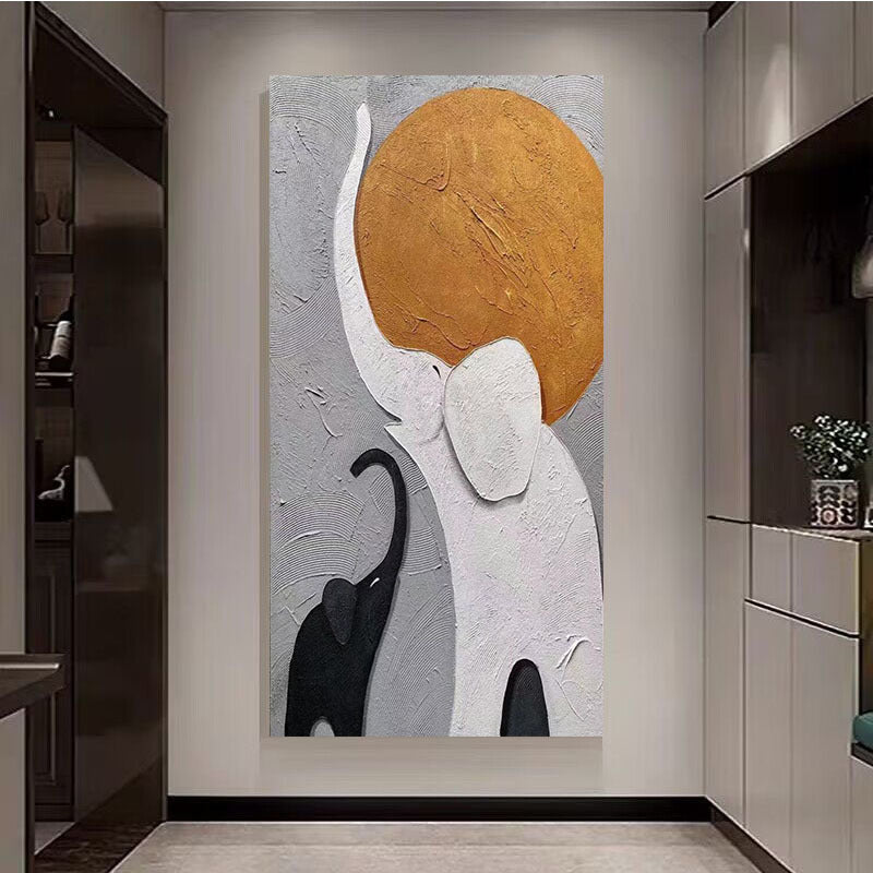 Textured Elephant-Themed Canvas Art